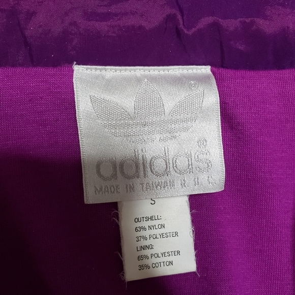 80s 90s Adidas Purple Iridescent Windbreaker Full Front Zip Jacket size Small - Picture 7 of 8